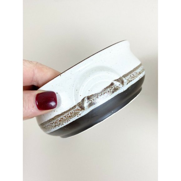 Vintage MCM Rego Stoneware Cream Speckle Brown Stripe Soup Bowl (Lot Of 2) EUC - Picture 4 of 7